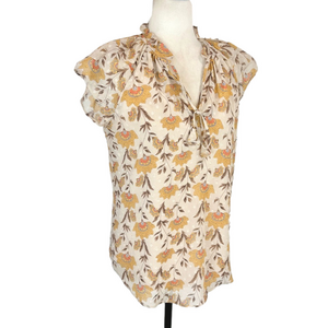 Haver & Blair tan floral blouse